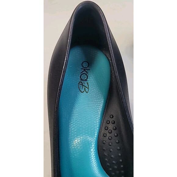 OkaB Matte Black Peep Toe Wedge Women’s Size 9 Sandals – Excellent - Picture 4 of 10